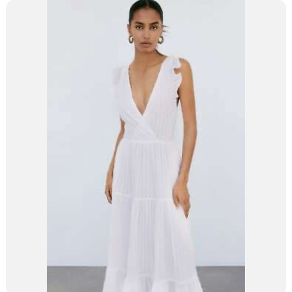 Zara White Prairie Ruffle Dress - Picture 2 of 6